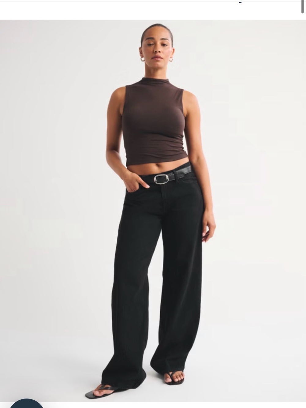 Abercrombie curve love low rise ultra loose black jean- 31 long